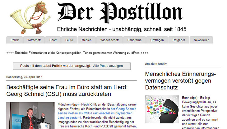 Screenshot "Der Postillon"