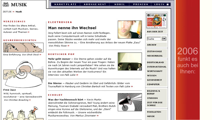 Screenshot: ZEIT online Musik