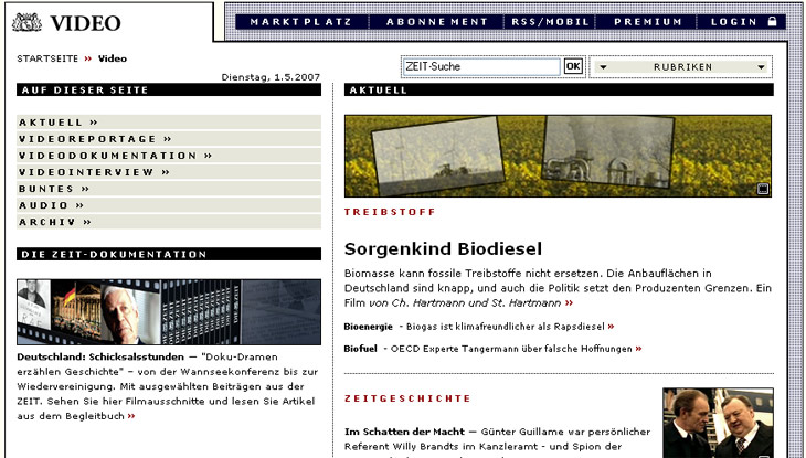 Screenshot "Die Zeit: Video"