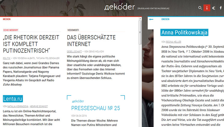 Screenshot der Website