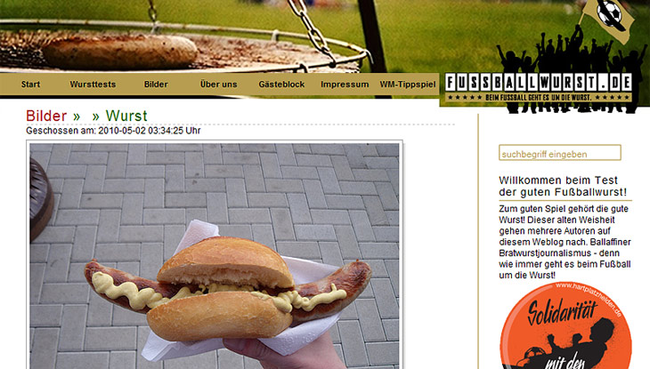 Screenshot "fussballwurst.de"