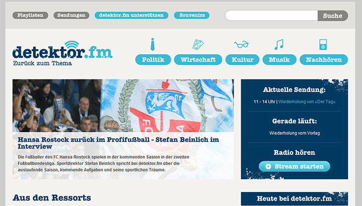 Screenshot "detektor.fm"