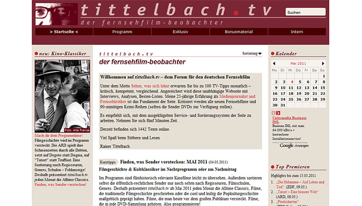 Screenshot "tittelbach.tv - der fernsehfilm-beobachter "