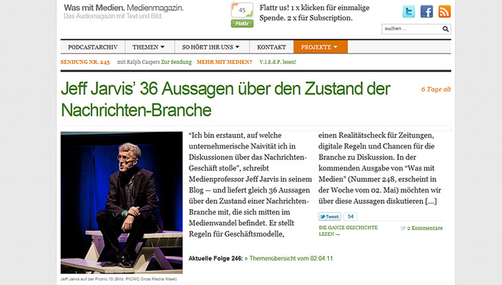 Screenshot "Was mit Medien. Das Medienmagazin. "