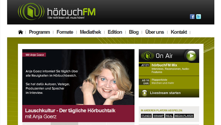 Screenshot "hörbuch FM"