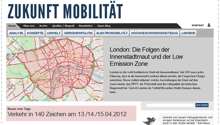 Screenshot "Zukunft Mobilität"