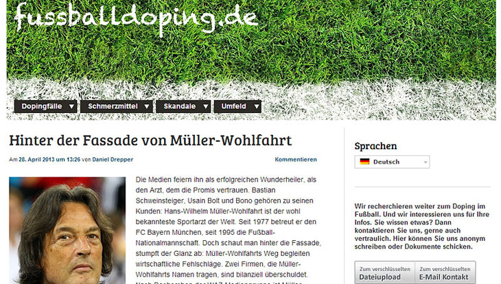 Screenshot "fussballdoping.de"