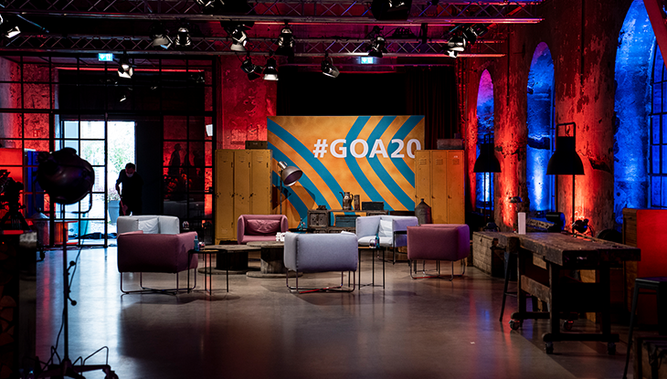 Leeres Talkshowset Preisverleihung GOA 2020 Harbour Club, Foto: Arkadiusz Goniwiecha