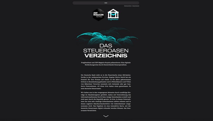 Screenshot "Das Steueroasen-Verzeichnis"