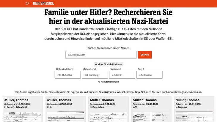 Screenshot "War Ihr Opa in der SS?"