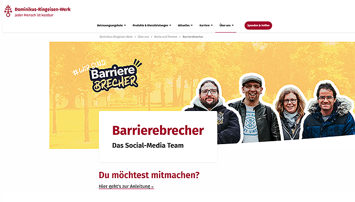 Screenshot Webseite "Barrierebrecher"