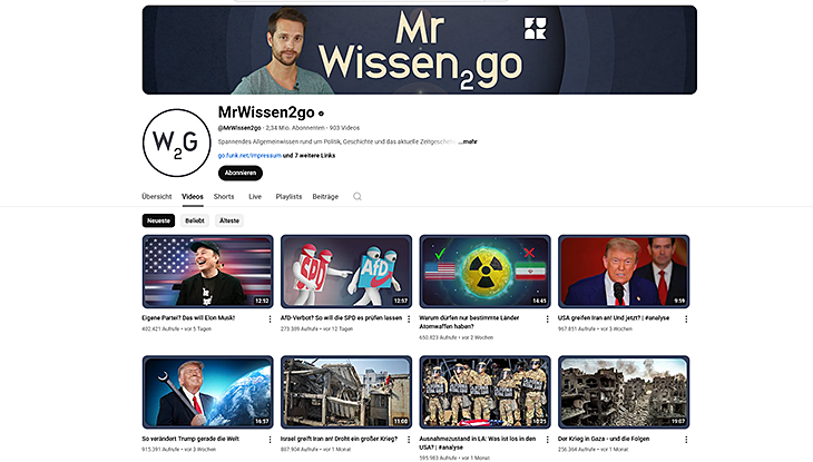 Screenshot Webseite "MrWissen2go"